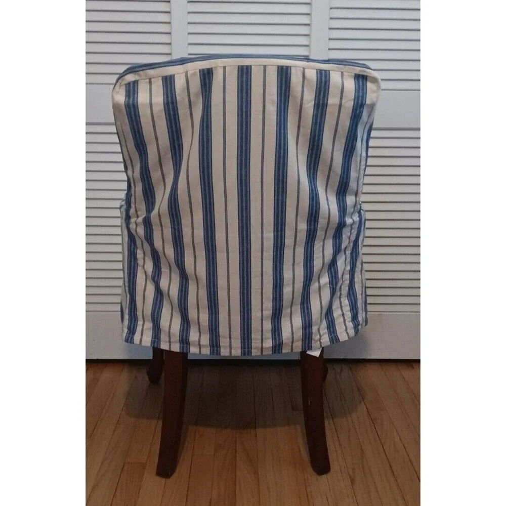 Pottery Barn Armchair Slipcover Linen Oxford Stripe Napa Farmhouse NEW Rare Find